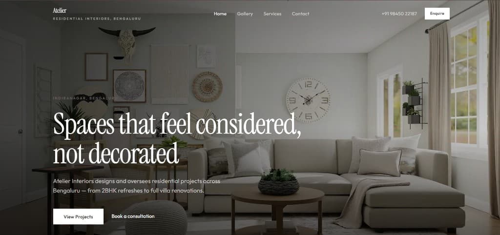 Atelier Interiors website preview