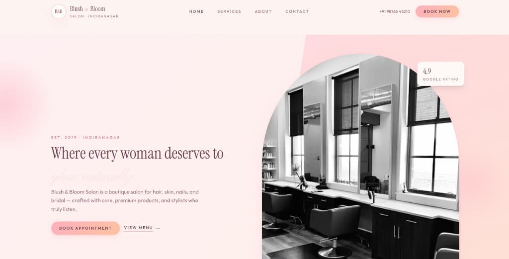 Blush & Bloom Salon website preview
