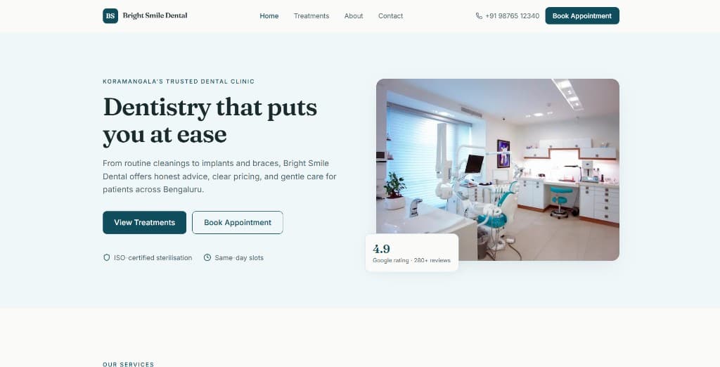 Bright Smile Dental website preview